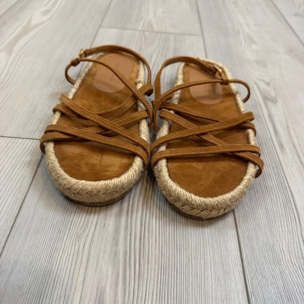 Brochu Walker 6 Dawson Brown Suede Strappy Espadrille Sandals Made in Portugal